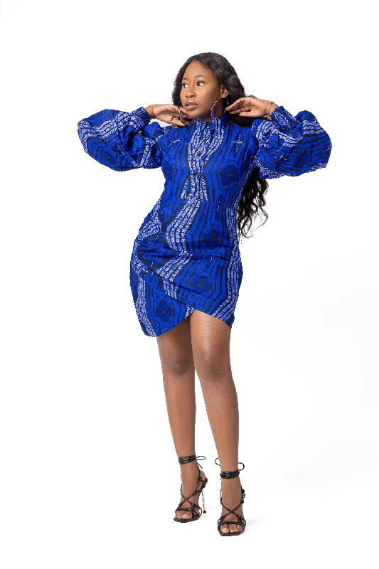 Becca Ankara Short Mini Dress | Blue African Print Beat The Heat In Tropical Styles