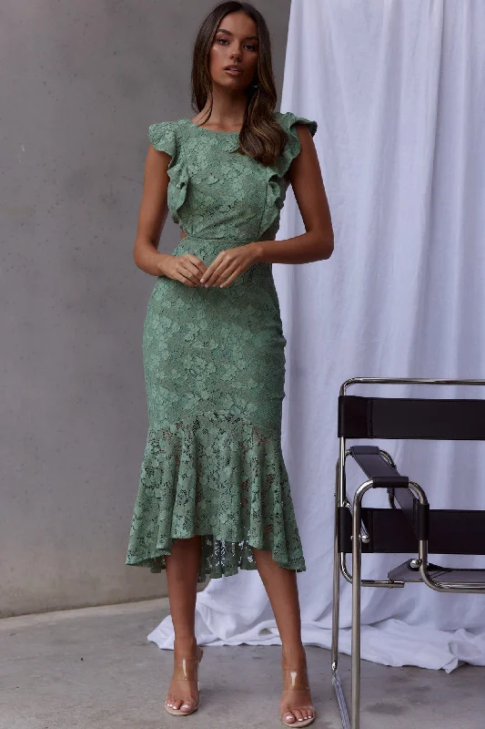 Jackie Pinafore Floral Lace Dress Avocado New Arrivals