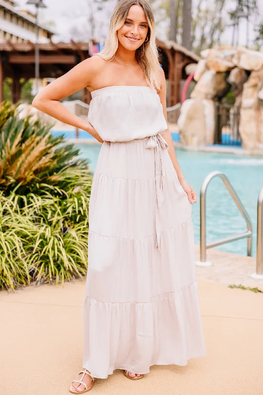 Keep Moving Oat White Maxi Dress Save On Classic Elegant Styles