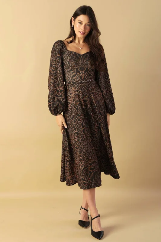 RUSTIC ALLURE WOVEN MIDI DRESS Limited Stock