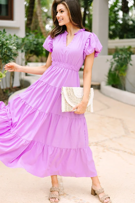 Coming Back For You Lavender Purple Tiered Midi Dress Cool Prices