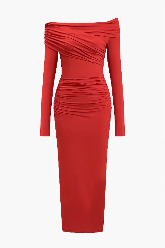 Crossed Long Sleeve Midi Dress Bold Fashion