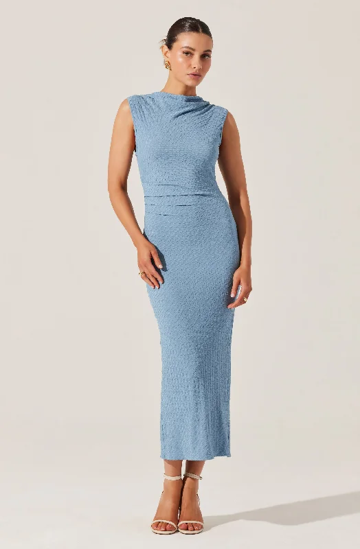 Textured Mock Neck Midi Dress You'Ll Love Us Because