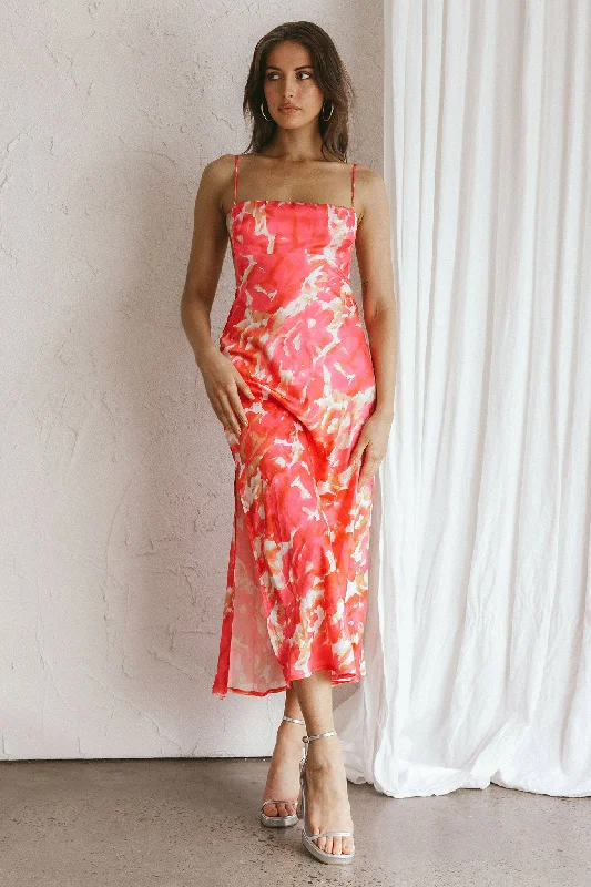 Dolce Life Low Back Midi Dress Floral Pink Stupidly Low Prices