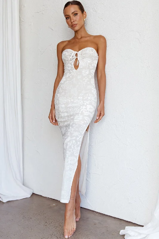 Sing To Me Keyhole Bodice Midi Dress White Hot Picks