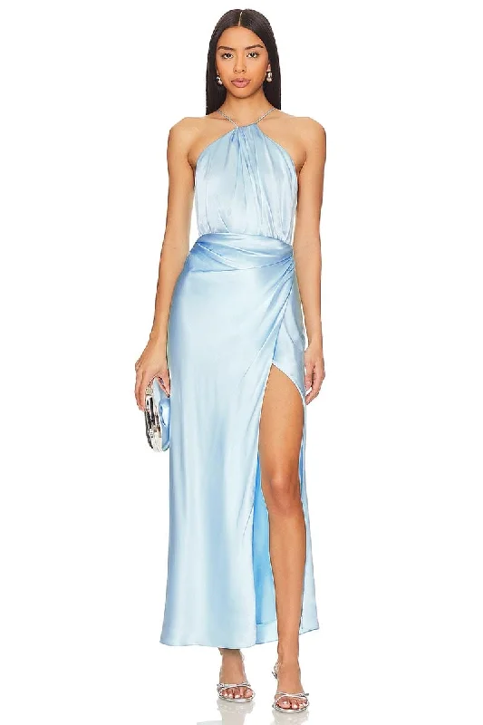 Blissful Glam Satin Midi Dress Break Fashion Norms