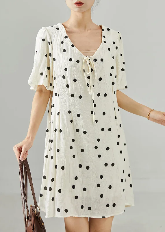 Art White Oversized Print Cotton Mid Dresses Summer Clearance Event