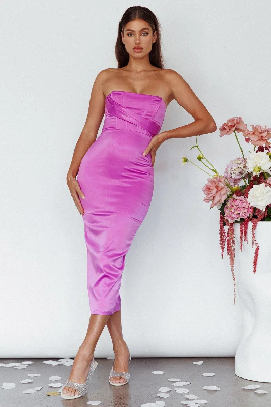 Still Mine Strapless Midi Dress Purple Spring Fling Sale