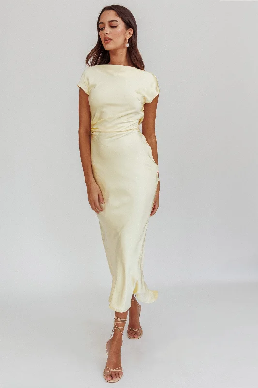 Loveland Cap Sleeve Cowl Back Midi Dress Butter Fashion Sale