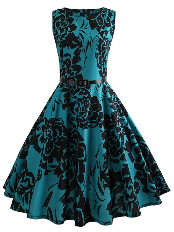 BerriesJam - Floral Print Vintage Elegant Swing Rockabilly Party Dress Chic And Trendy