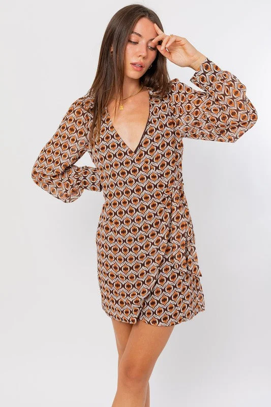 Retro Revival Wrap Dress Trendy Urban Attire