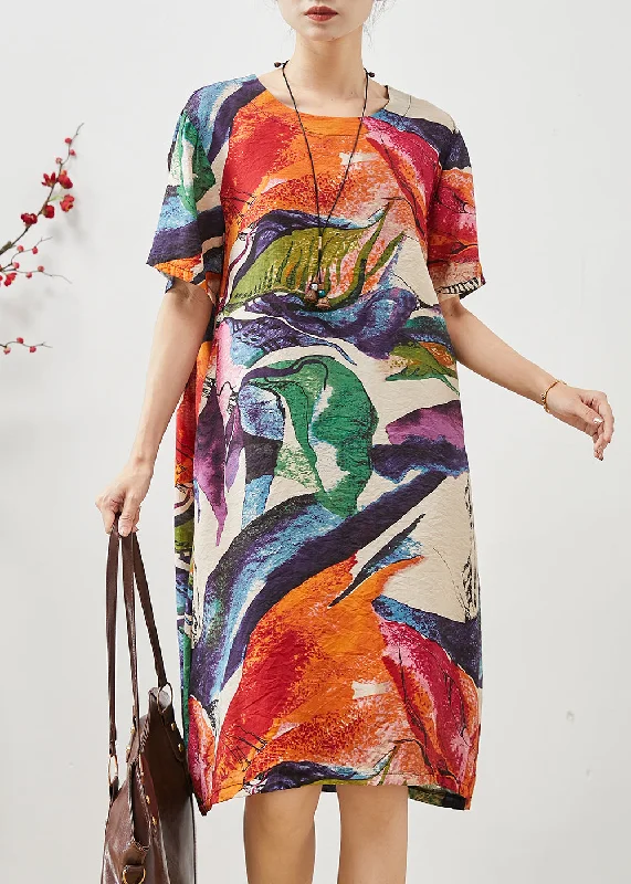 Chic Oversized Original Design Print Cotton Dresses Summer Elegant Simplicity Wardrobe