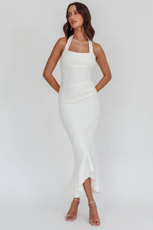 Fire Of Stars Halterneck Midi Dress White Hot Styles