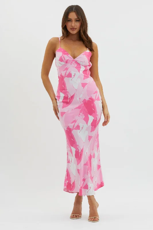 Ciao, Bella Tie Back Print Dress Pink Vibrant Femme Fashion