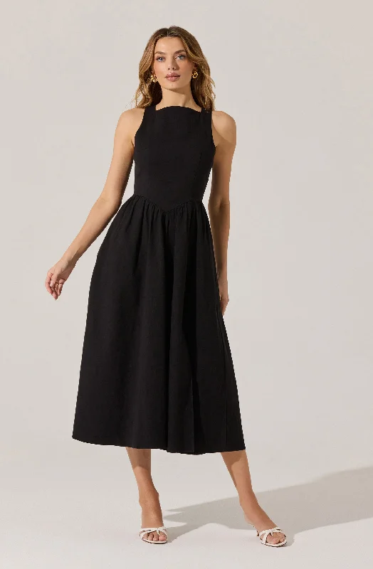 Bow Back Apron Midi Dress Minimalist Chic