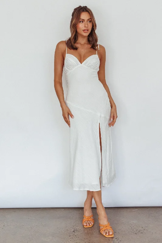 Clovelly Tied Shoulder Midi Dress White Mid Season Sale