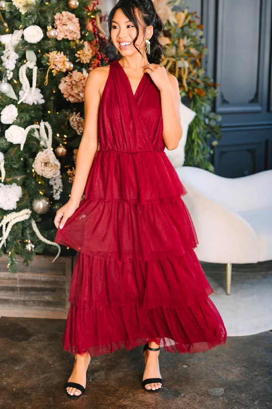 Know Your Way Crimson Red Midi Dress Essentials On Sale