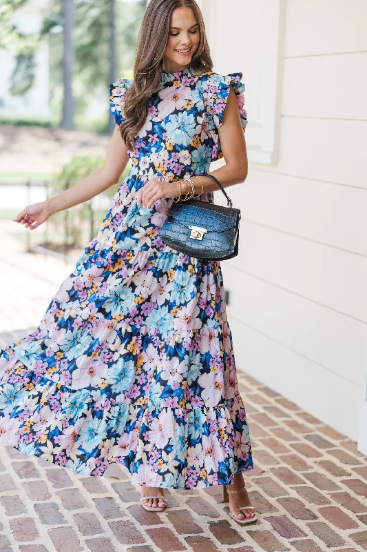 Listen To Your Heart Purple Floral Maxi Dress Stylish Statements