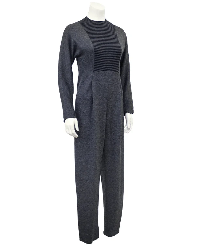 Grey Long Sleeve Jumpsuit All Season Fashion Collection