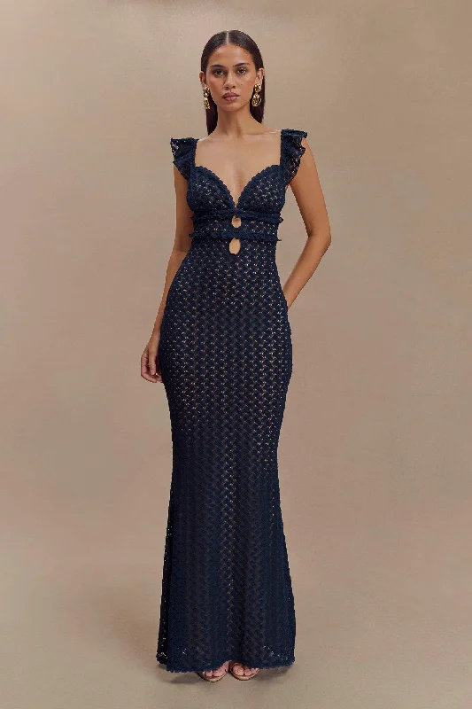 Ezra Lace Maxi Dress - Navy Effortless Grace