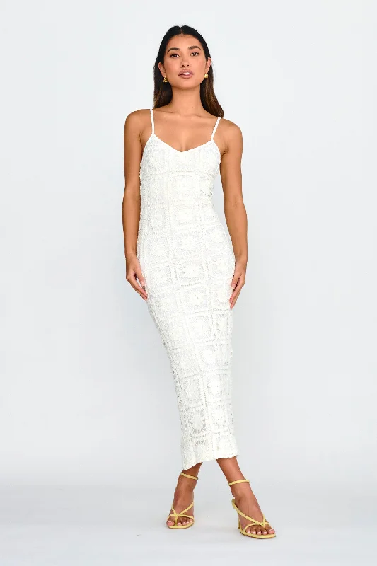 Cayman Sunset Crochet Midi Dress White Seasonal Sale