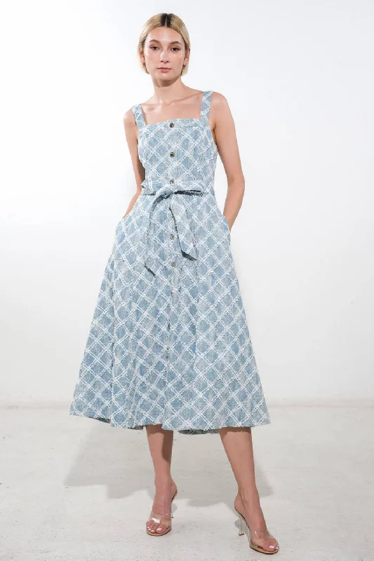 MADE TO BELIVE DENIM MIDI DRESS Fashion Sale