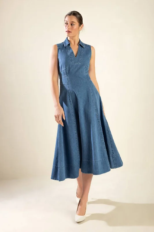 THE GENEVIEVE DENIM MIDI DRESS Style Streetwear