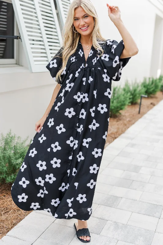 Let's Get Lost Black Floral Maxi Dress Unbeatable Prices