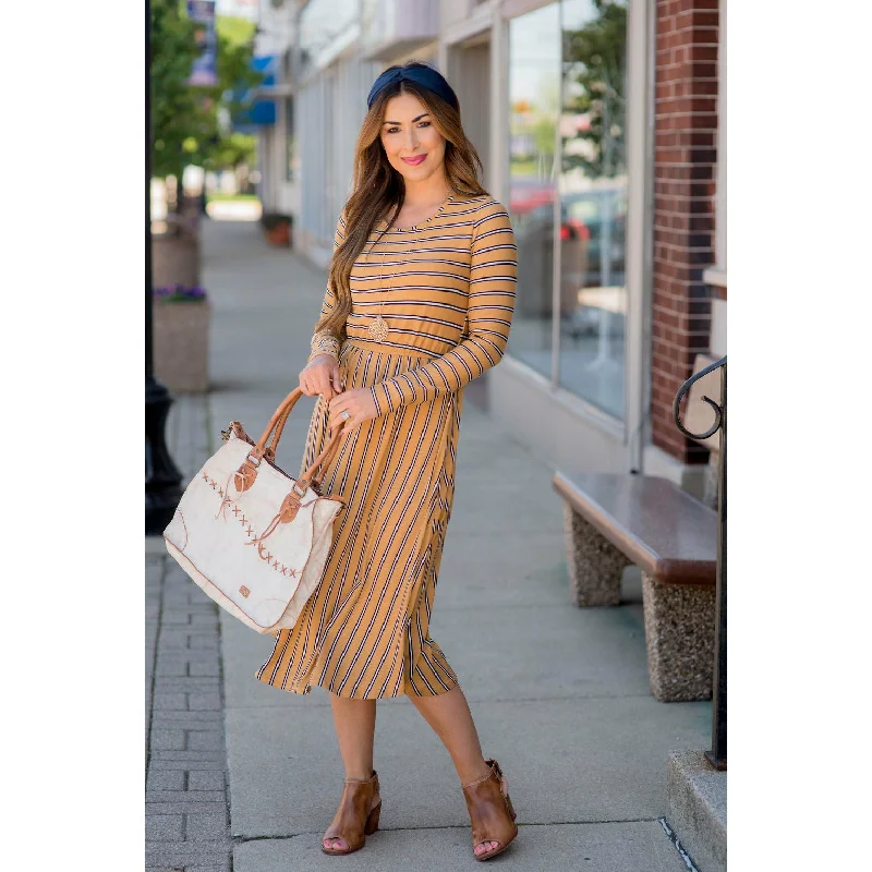 Striped Long Sleeve Midi Dress Save On Inspired Styles