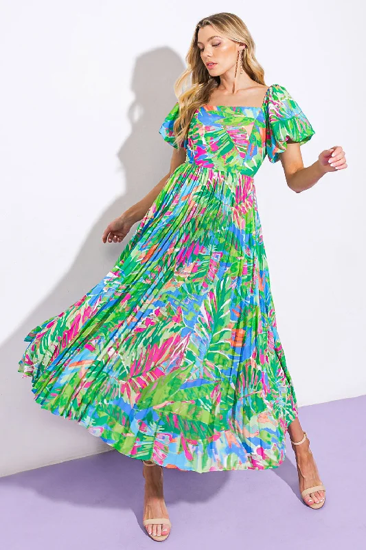 HIGH TIDE HEAVEN IN LOVELY BLOSSOMS WOVEN MIDI DRESS Elegant Attire