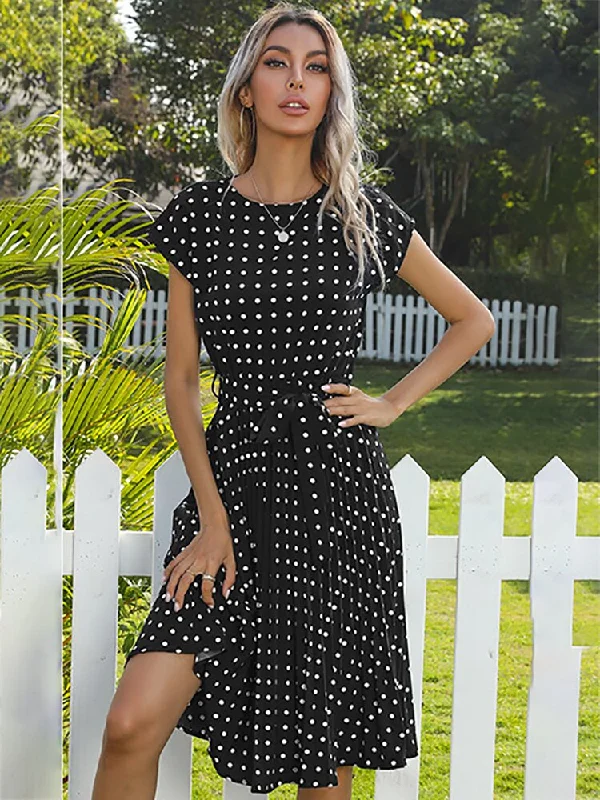 Jessie Summer Polka Dot Short Sleeve Midi Dress Unbeatable Deals