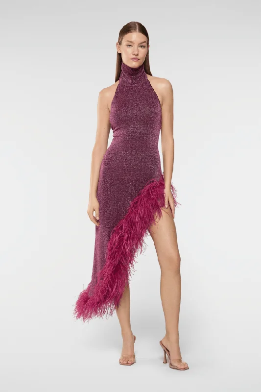 Lumiere Plumage Turtleneck Dress Aubergine Stay Ahead In Style