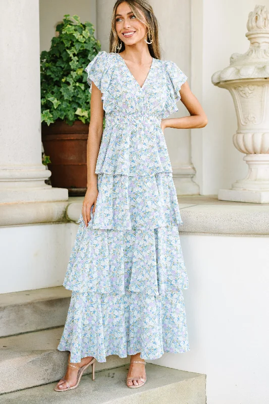 What's On Your Mind Blue Floral Maxi Dress Sophisticated Fashion