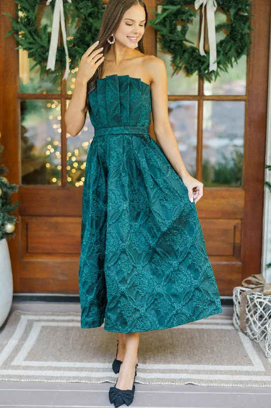 It Was All A Dream Hunter Green Strapless Dress Wardrobe Refresh