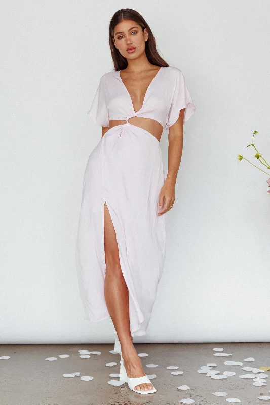 Getaway Cut-Out Waist Midi Dress Pink Seasonal Sale