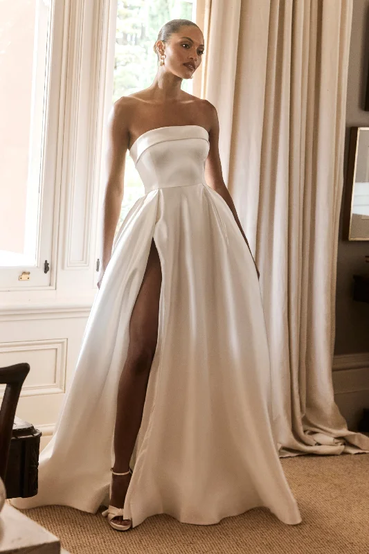 Eileen Strapless Wedding Gown - White Seize Bargains