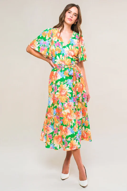 EFFERVESCENT LOVE TRUE WRAP MIDI DRESS Chic And Trendy