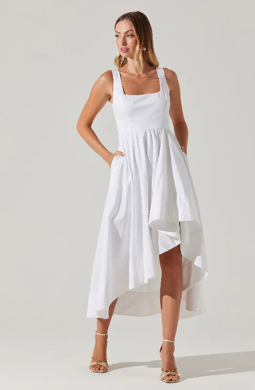 Allora Asymmetrical Midi Dress Comfortable Chic