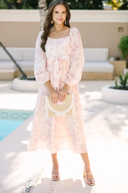 Feeling Oh So Sweet Pink Floral Midi Dress Chic Trends For The Fashion Savvy