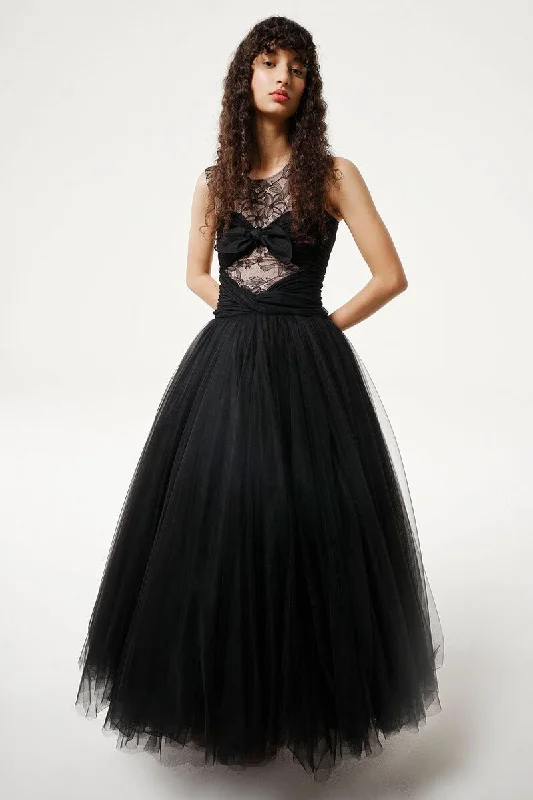 Eternal Bliss Lace Insert Tulle Midi Dress Trend Alert