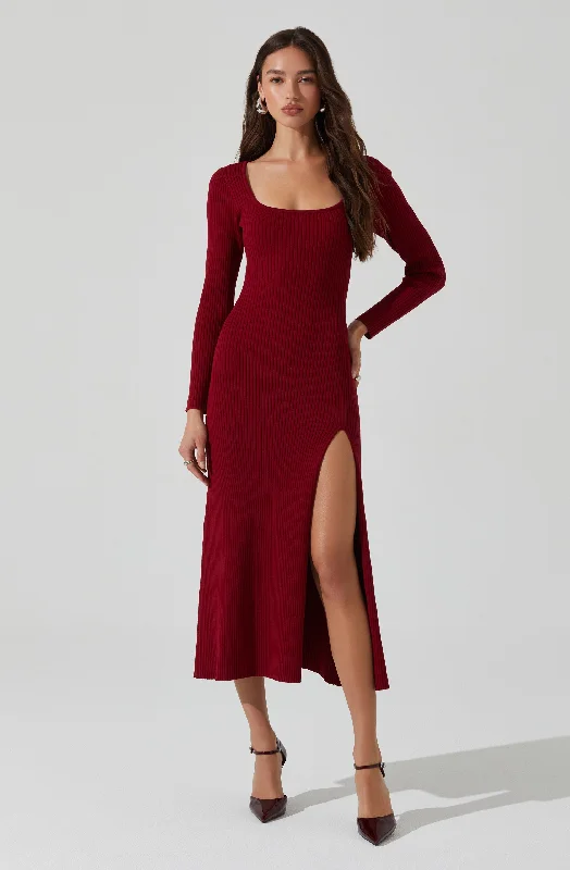 Kylie Ribbed Midi Sweater Dress Popular Collection