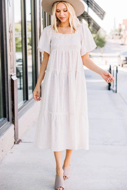 Some Day Soon Eggshell White Midi Dress Innovate Your Wardrobe