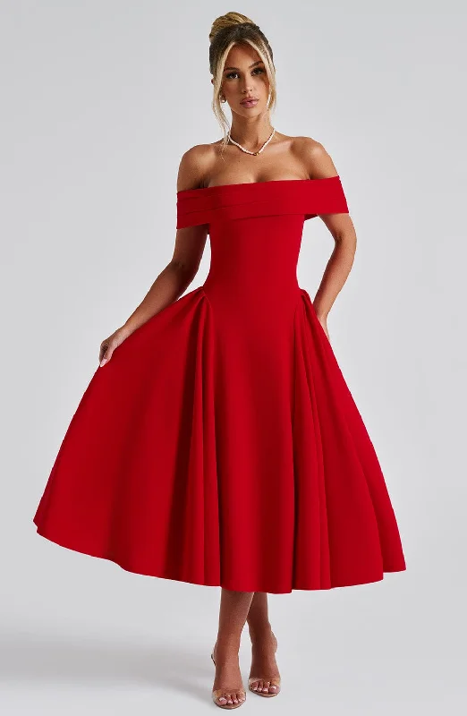 Miranda Midi Dress - Red Father's Day Deals