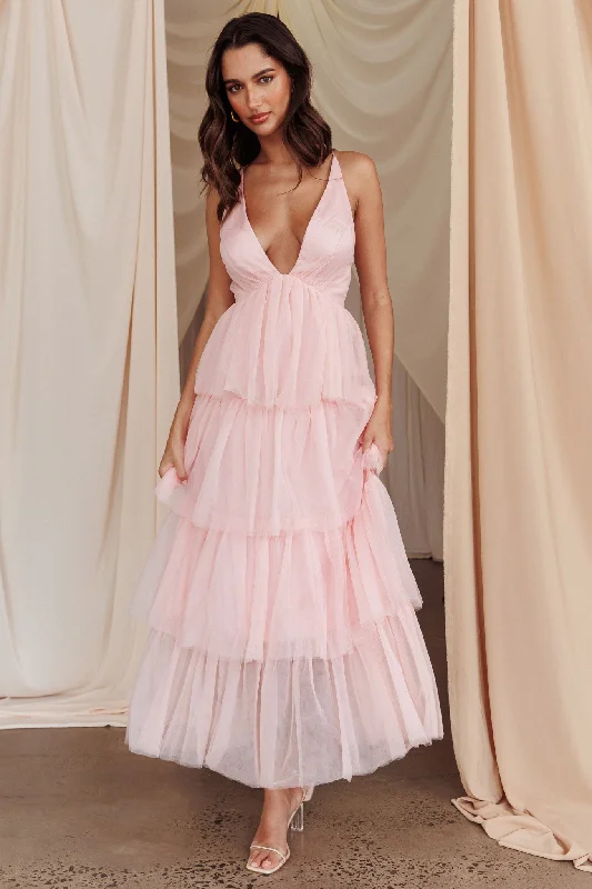 Auguste Tiered Frill Midi Dress Blush Clearance Sale, All Cheap