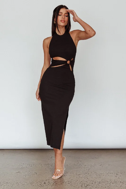 Crystal Skies Cut-Out Feature Midi Dress Black Attire Sale