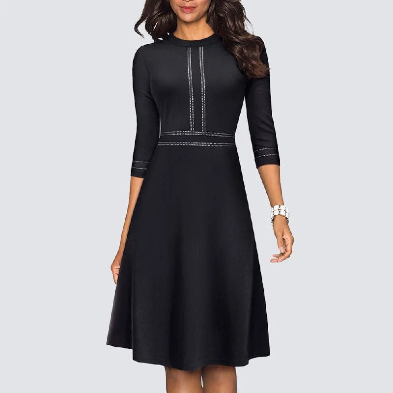 BerriesJam - 2024 Vintage Swing Office A Line Party Patchwork Dress Casual Weekend Relaxed Style