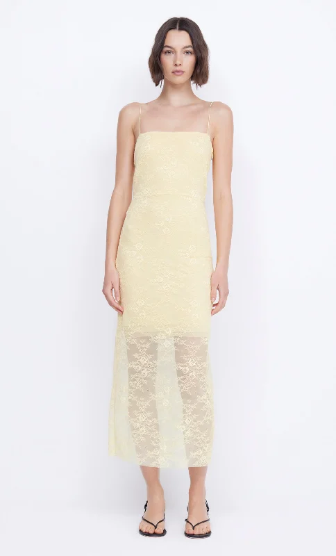 JULIETTE COLUMN MIDI DRESS - BUTTER YELLOW Find Your Unique Flair