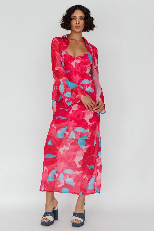 Stasi Cami Strap Midi Dress Floral Pink Elevate Your Wardrobe