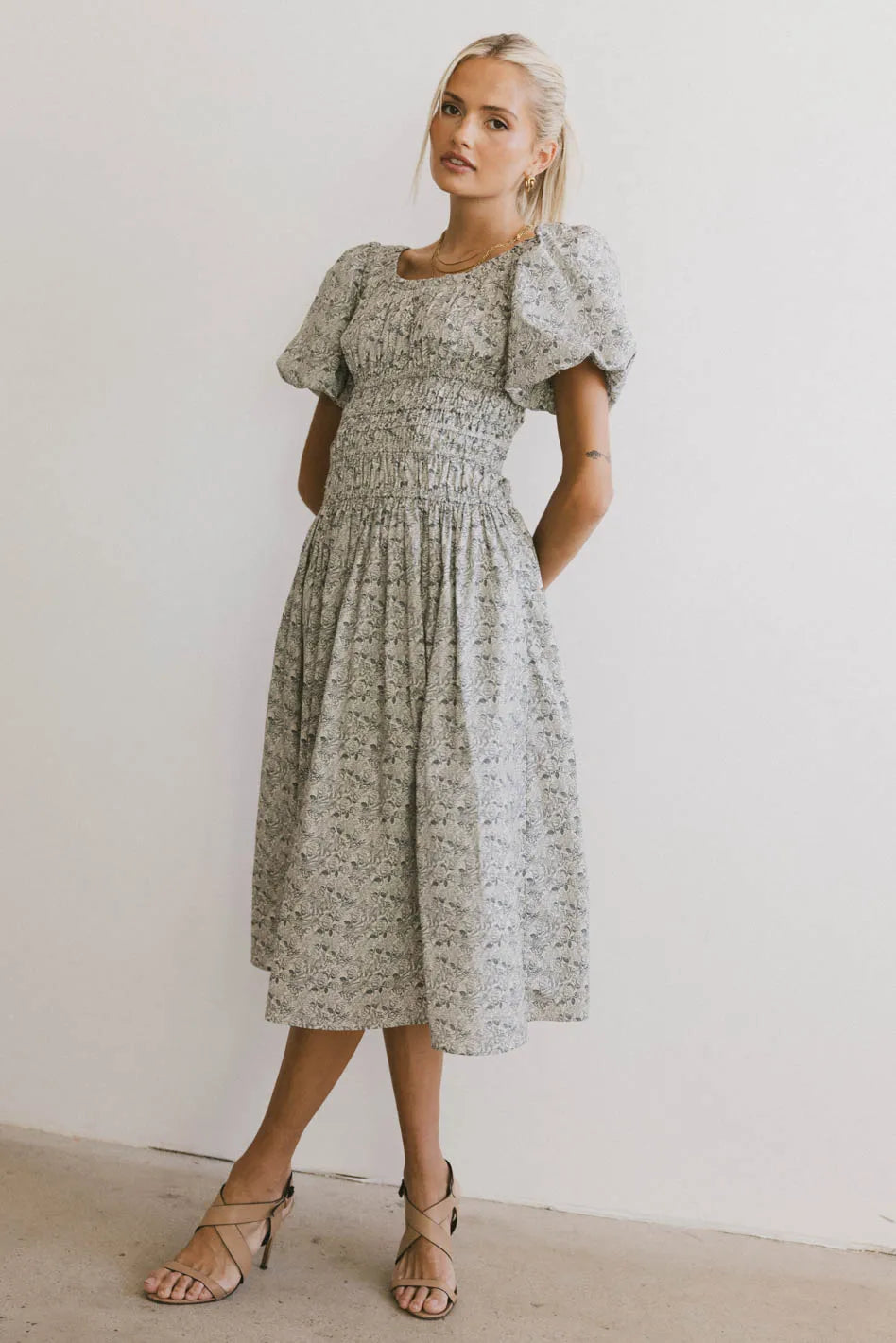 Lucille Smocked Floral Dress in Navy Seasonal Trends