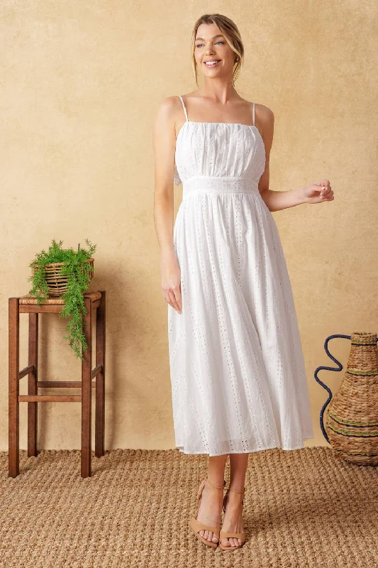 BACK AND FORTH EYELET MIDI DRESS Eco Friendly Fashion Sale